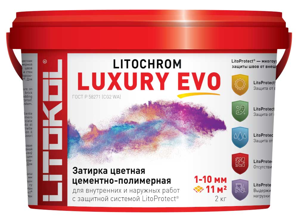 ЛТК Затирка для швов  LITOCHROM 1-6 LUXURY EVO ,2 кг БЕЛАЯ ( ведро) (LLE 200)